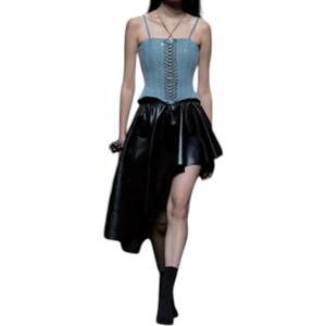 NEW HANNAH SHIN sequin denim bustier in blue